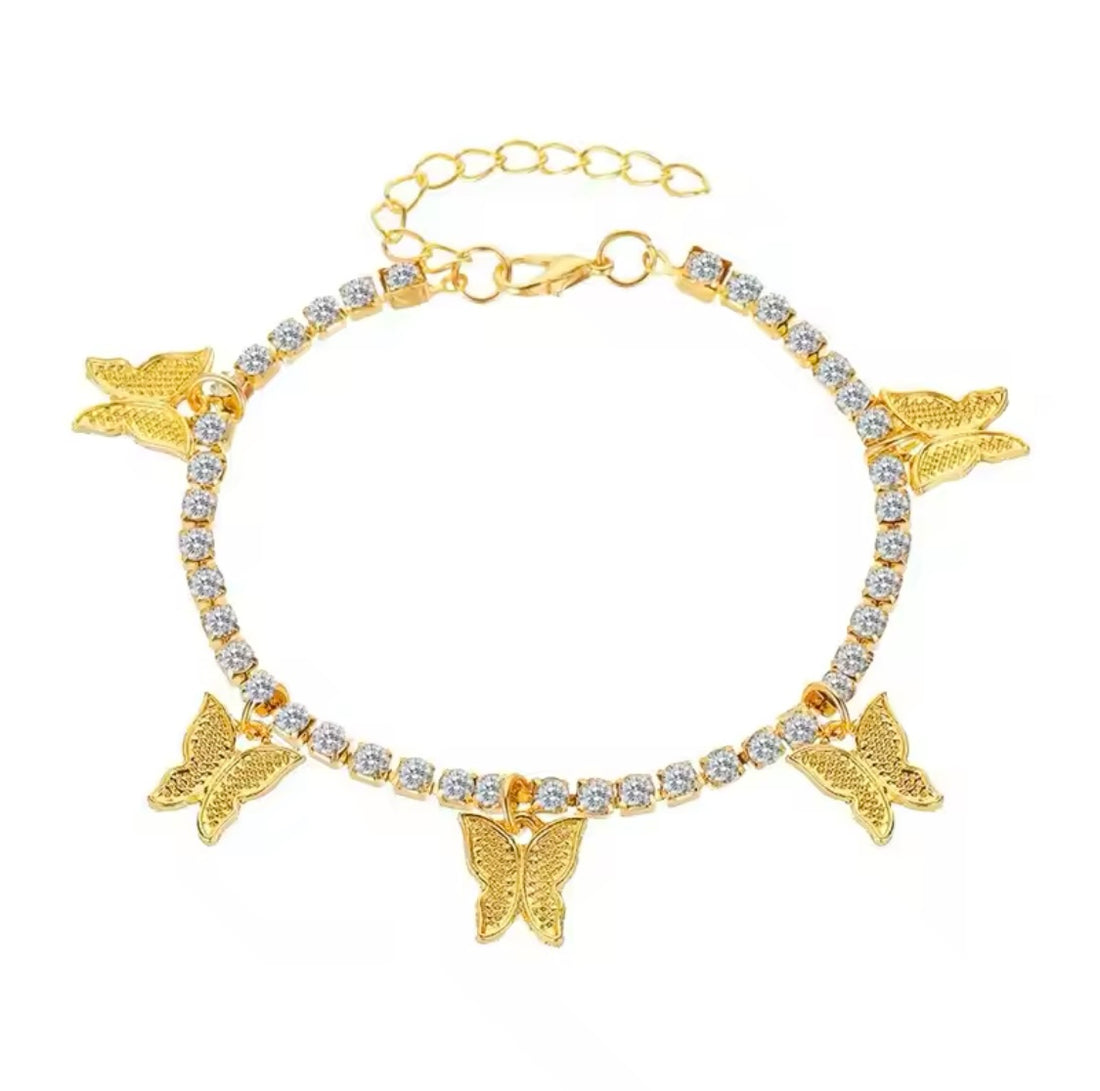 Crystal Butterfly Anklet For Women Foot Jewelry