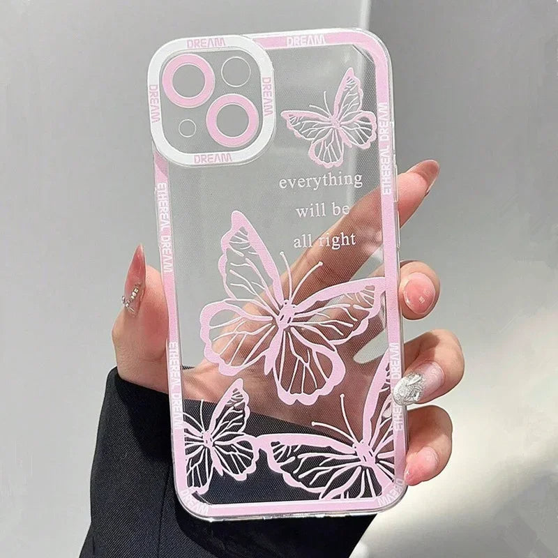 Pink Butterfly Case for iPhone 14