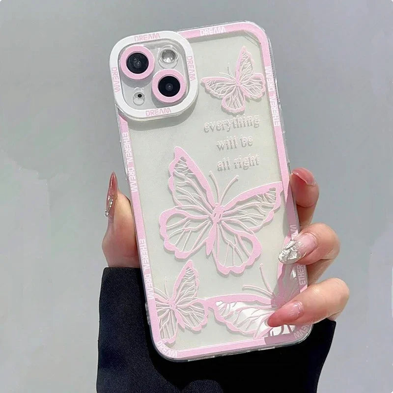 Pink Butterfly Case for iPhone 14